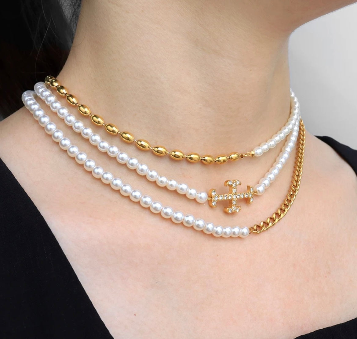 Pearl Cross Choker